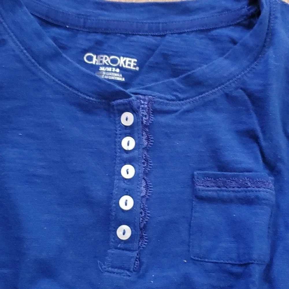 3 Pack Girls Cherokee 3/4 Sleeve Shirts Size 7-8 Royal Blue, Purple Stars, Black